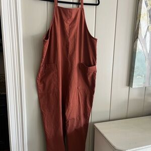 Quince Rust Linen Blend Utility Overalls – Size Small